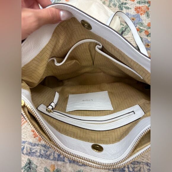 Lodis Leather Dual Zip Aviva Crossbody White Purse Bag W Dustbag - Picture 7 of 10